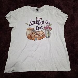 White Graphic Tee with Sourdough Print